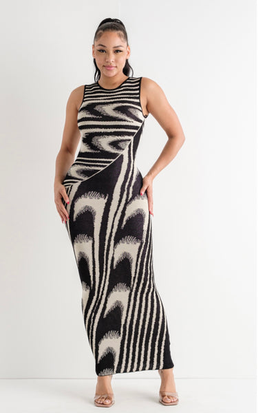 Jacquard Maxi Dress - Black