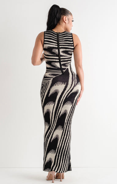 Jacquard Maxi Dress - Black