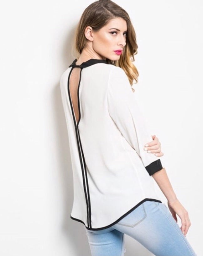 Two Tone Blouse - White
