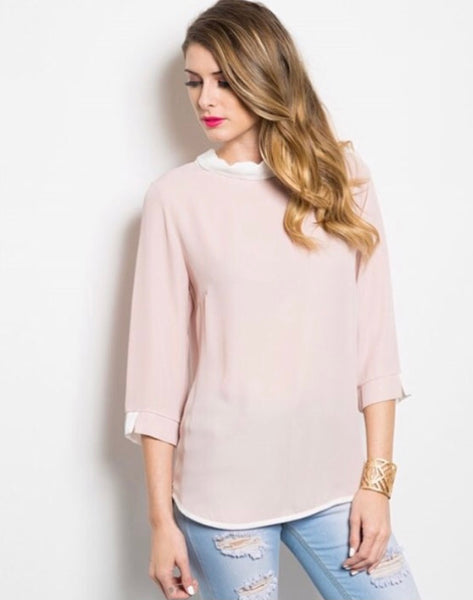 Two Tone Blouse - Pink