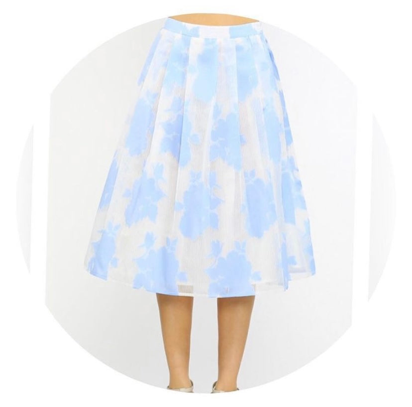 Carolina A-Line Floral Skirt - Light Blue