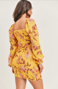 Lauderdale Floral Mini Dress - Yellow