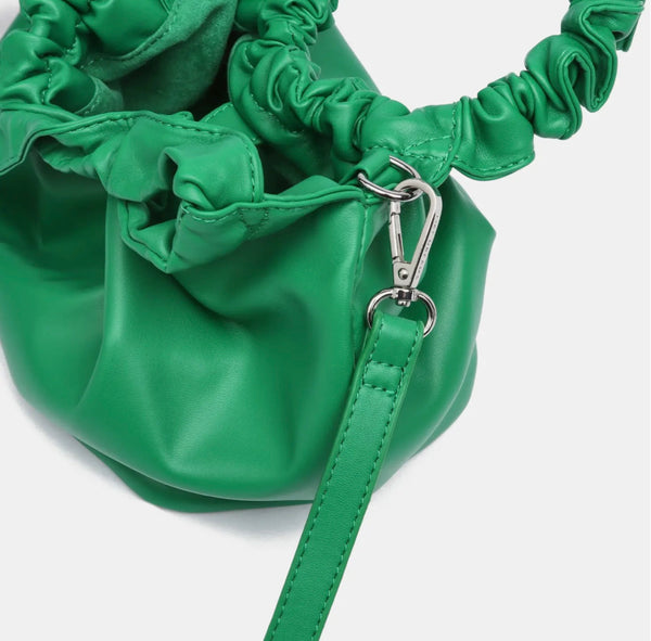 Venetian Scrunch Handbag - Kelly Green