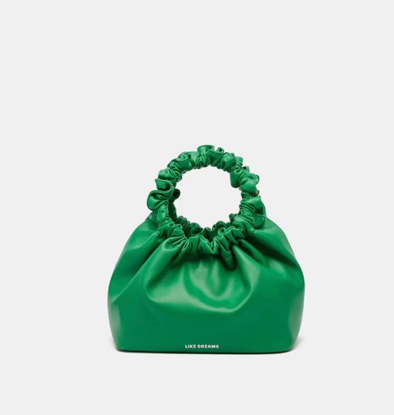 Venetian Scrunch Handbag - Kelly Green